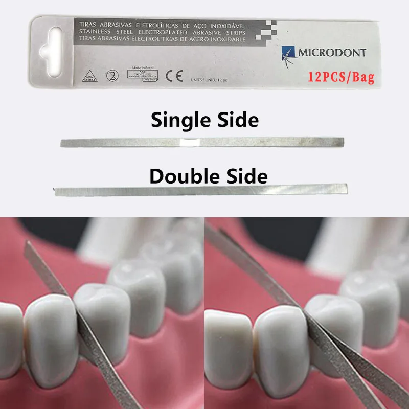 12 Pcs Dental Metal Polishing Stick Strip with Single Side of Alumina-Plated Sanding Surface 4mm Width