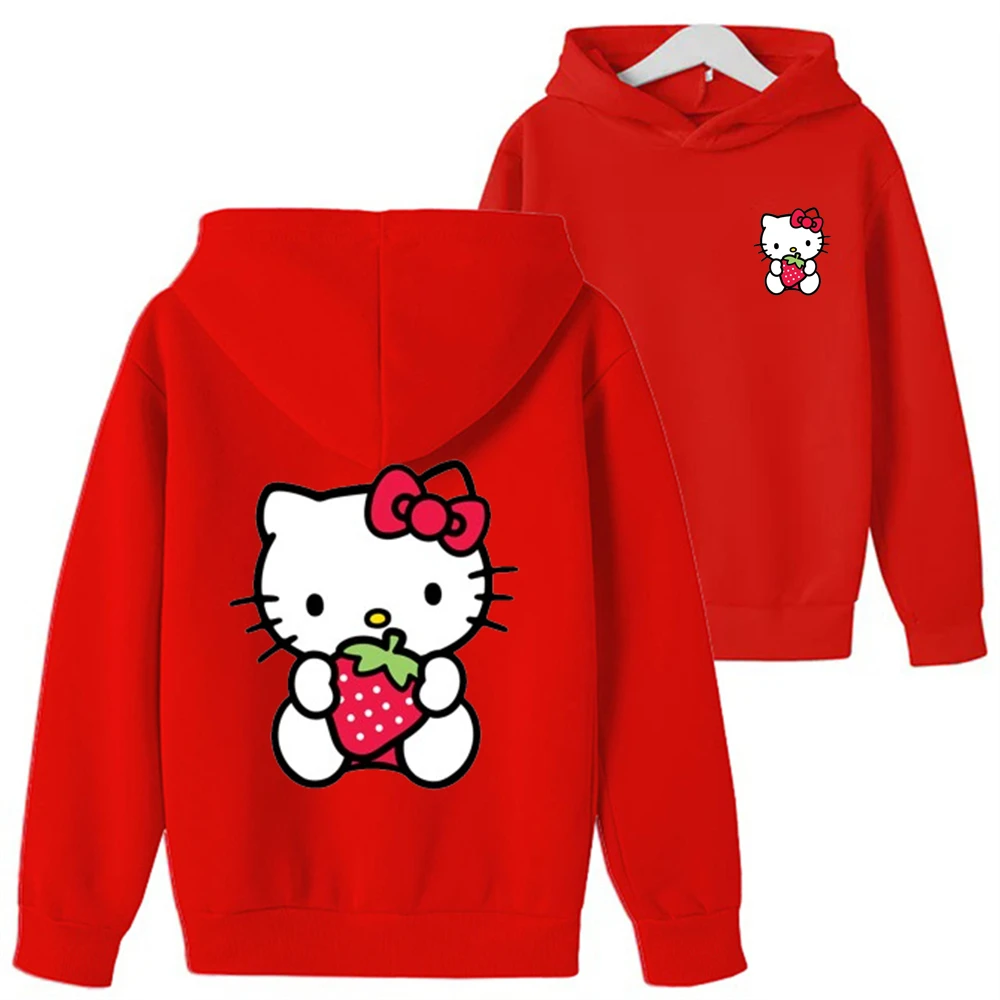 Hello Kitty Girls Pink Hoodie Children's tops Sweatshirt Fashion Boys age 3-12 Kids Autumn Winter coat Clothes Pullover