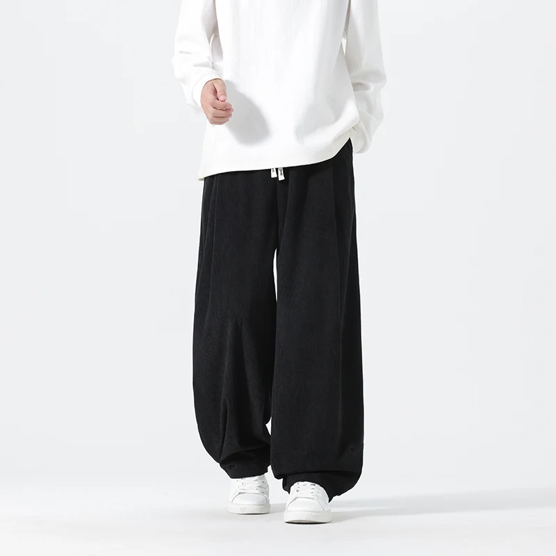 

Corduroy Harem Pants for Men- Plus Size M to XXXXXL, Elastic Drawstring Waist, Fall Casual Trousers, Loose Fit Wide Leg Bottoms