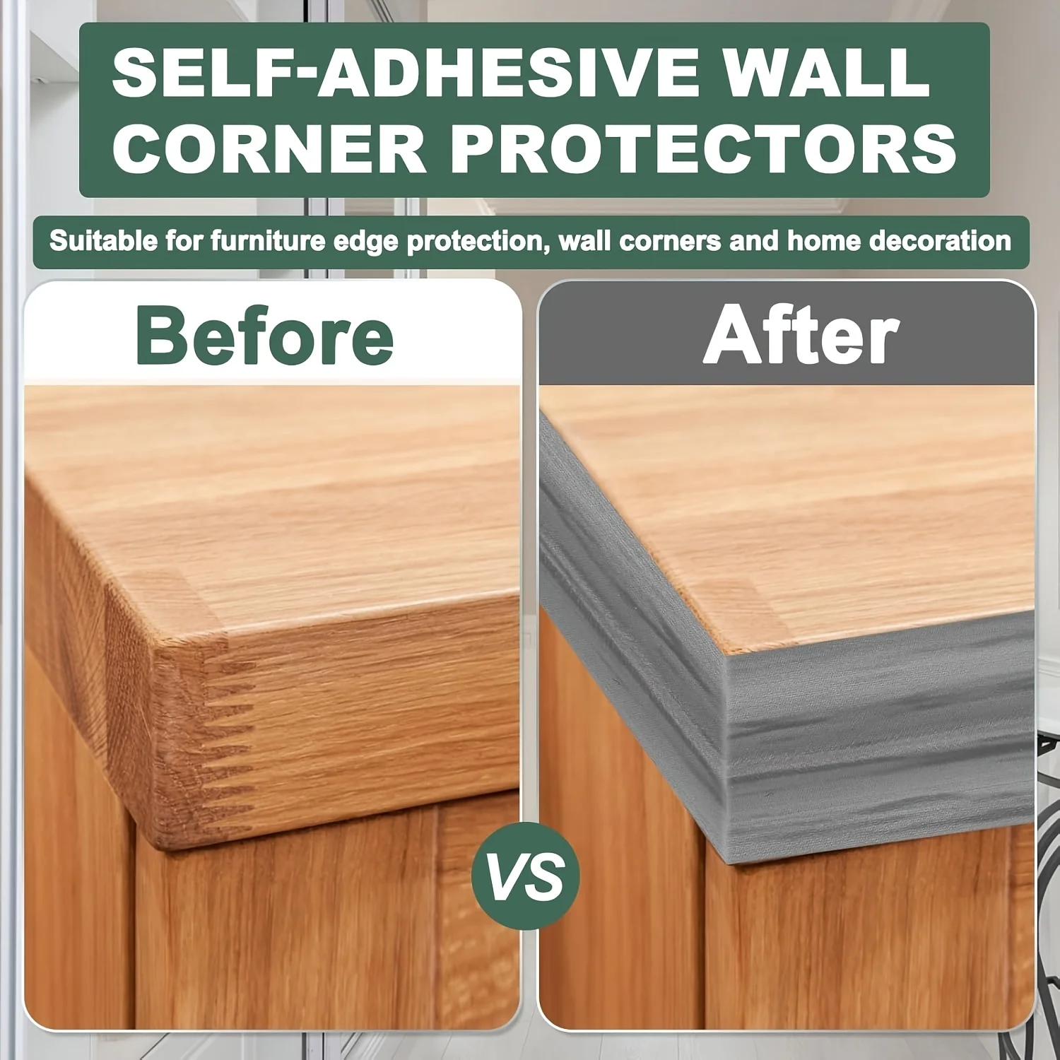1pc 3meters/118.11in  Self-Adhesive PVC Wood Grain Wall Edge & Corner Protector - Easy Cut, Reusable Strip Pattern Molding Kit