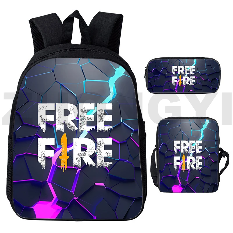 

3D Anime Free Fire Garena Backpack Free Fire Game Elementary Schoolbags 3 Pcs/Set Teens Laptop Work Canvas Bag Kids Book Bags