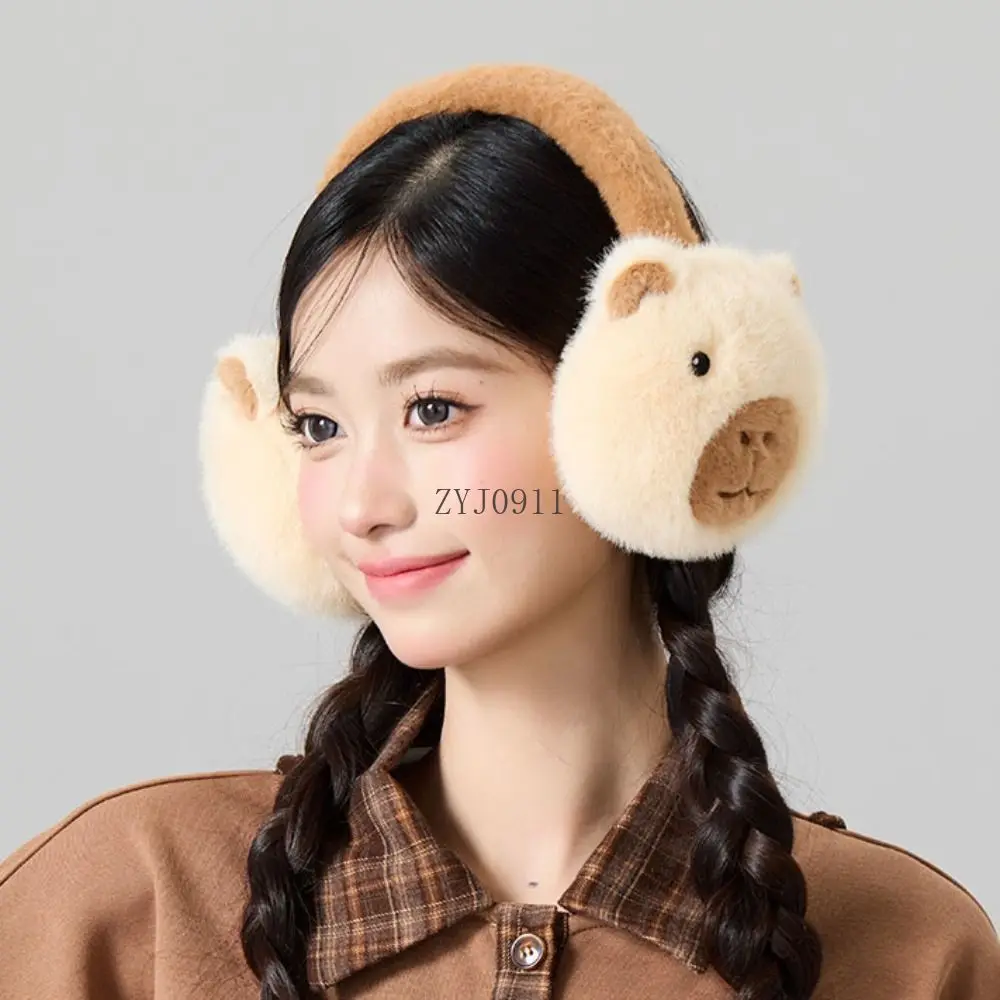 Moda Capybara Peluche Scaldaorecchie Antivento Protezione per le orecchie Paraorecchie invernali Copri orecchie caldo Paraorecchie pieghevoli Bambini