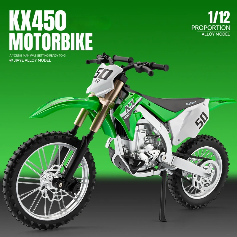 

Модель мотоцикла Kawasaki KX450 из сплава в масштабе 1:12, литая металлическая модель горного внедорожника, модель мотоцикла со звуком и искусственными элементами, детская игрушка в подарок