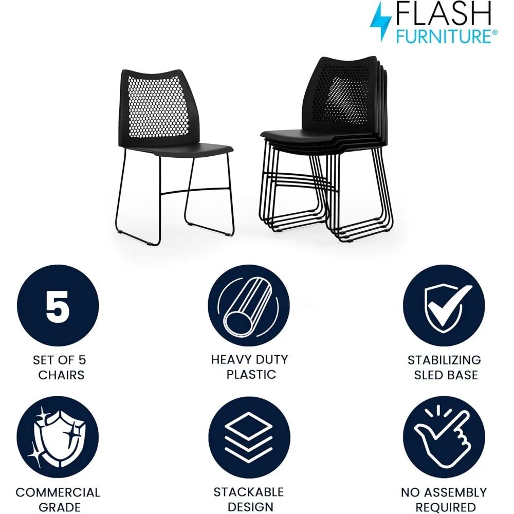 كراسي الردهة المحيطة من سلسلة Hercules من Flash Furniture: ظهور على شكل قرص العسل بفتحة تهوية لمقعد مكتب مريح وقابل للتكديس