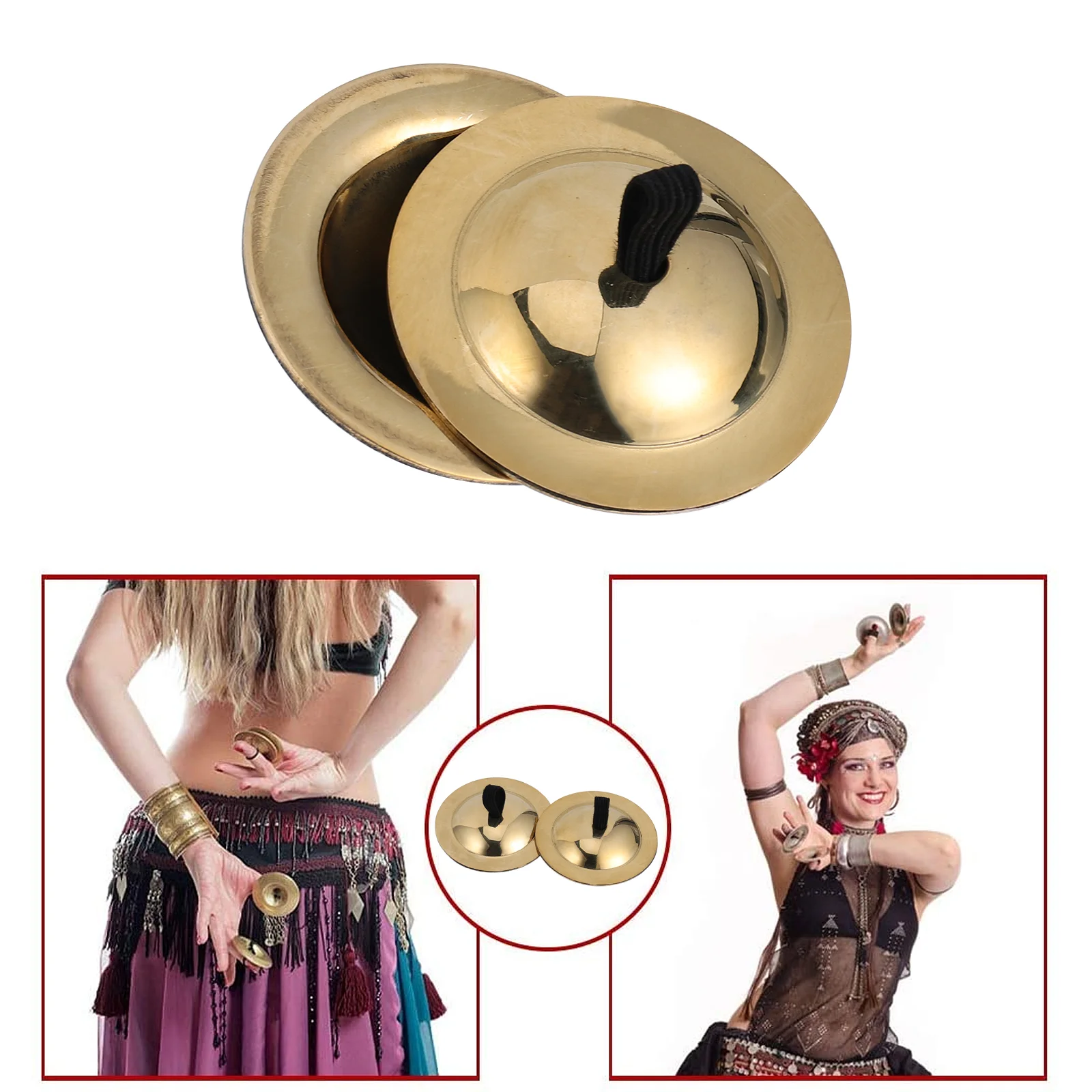 2 Pairs Bronze Finger Cymbal Cymbals for Belly Dancing Teaching Aids Cymabls Mini Kids Copper Zills