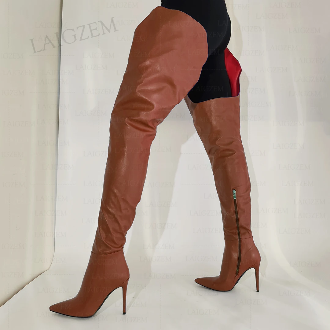 ZHIMA Women Thigh High Boots Sexy Pointed Toe Thin High Heels Side Zip Boots Over Knee Ladies Shoes Woman Plus Size 38 43 45 47 image 5