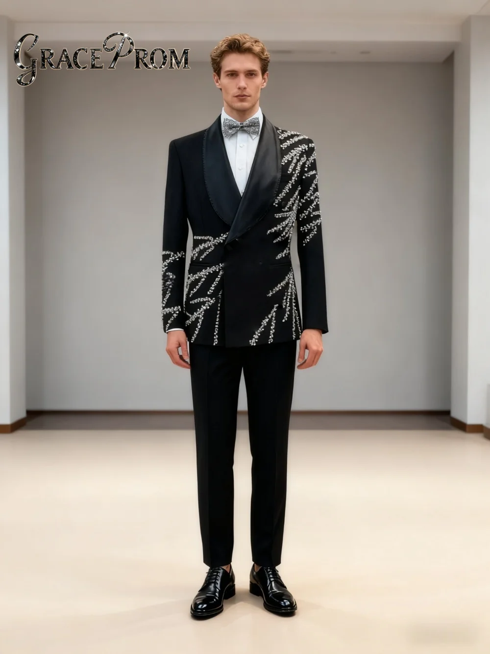

Изысканный двубортный мужской комплект из 2 предметов, 2026, роскошный пиджак, костюм для официальной вечеринки, выпускного вечера, свадебный комплект для свадьбы жениха
