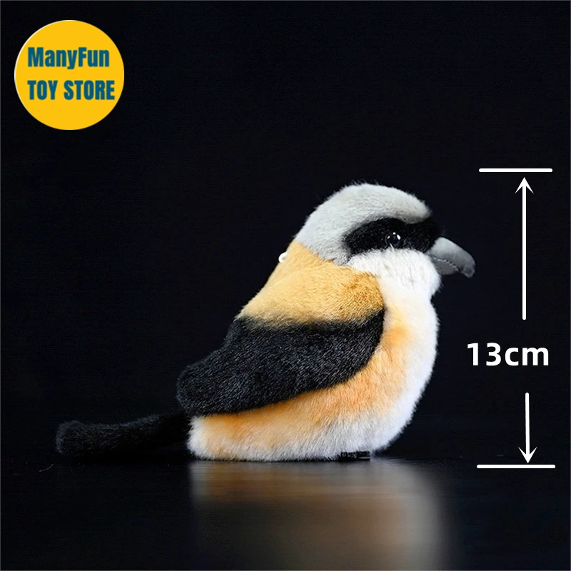 Realistic Long-tailed Shrike Plush Toy High Fidelity Birds Plushie Butcher-Bird Peluche Lifelike Bird Stuffed Animals Toys