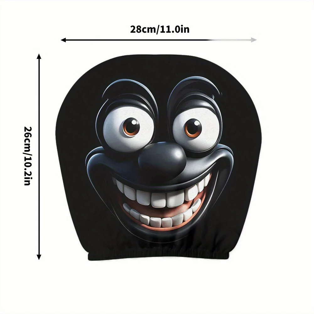 New spoof fun and funny face expression car headrest cover two-piece set, universal, cool and elastic style, novel and funny