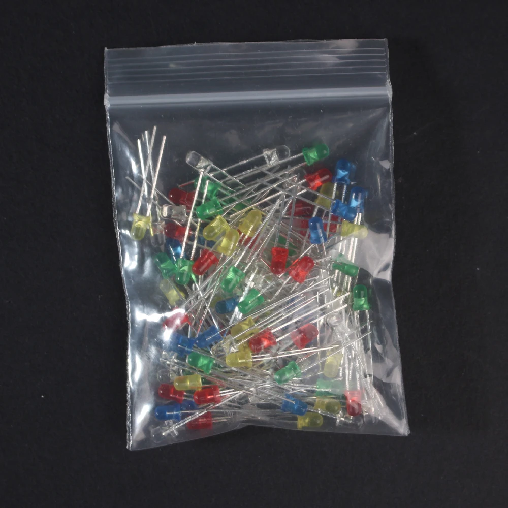 5colors x 20pcs 5mm Super Bright LED Diodes Kit  Multicolor Round Individual Light Emitting Diode Red/Green/Blue/Yellow/White