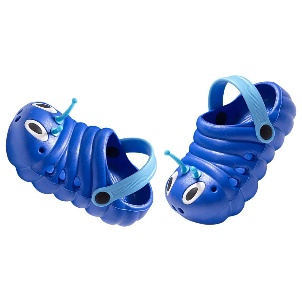 1 زوج نعال شاطئ الأطفال الصنادل الصيفية لينة إيفا خفيفة الوزن عدم الانزلاق كاتربيلر الكرتون الاطفال ثقب الصنادل مريحة