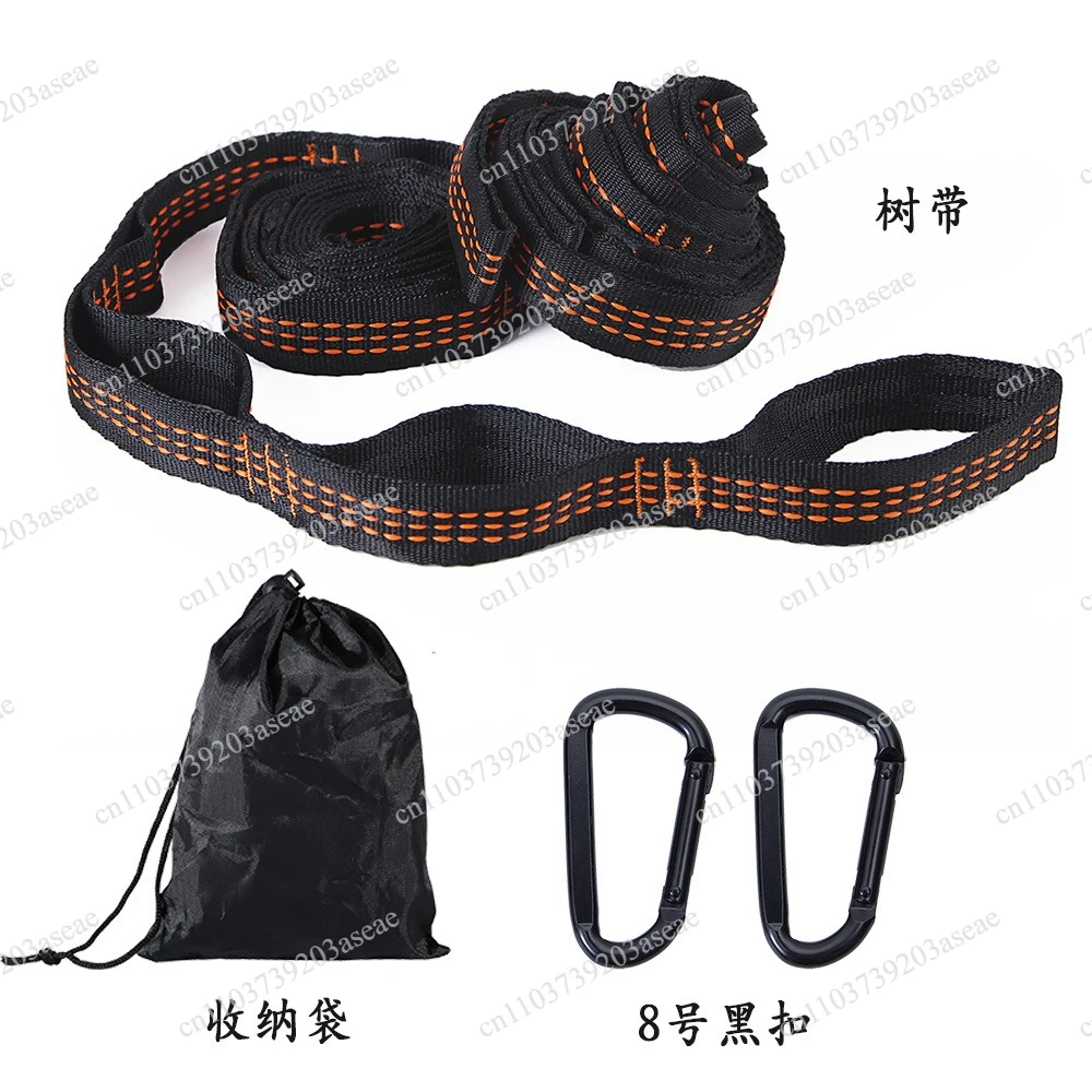 Hammock straps 5 rings 14 rings High load-bearing sleeves Black Reinforced polyester straps for outdoor hammocks