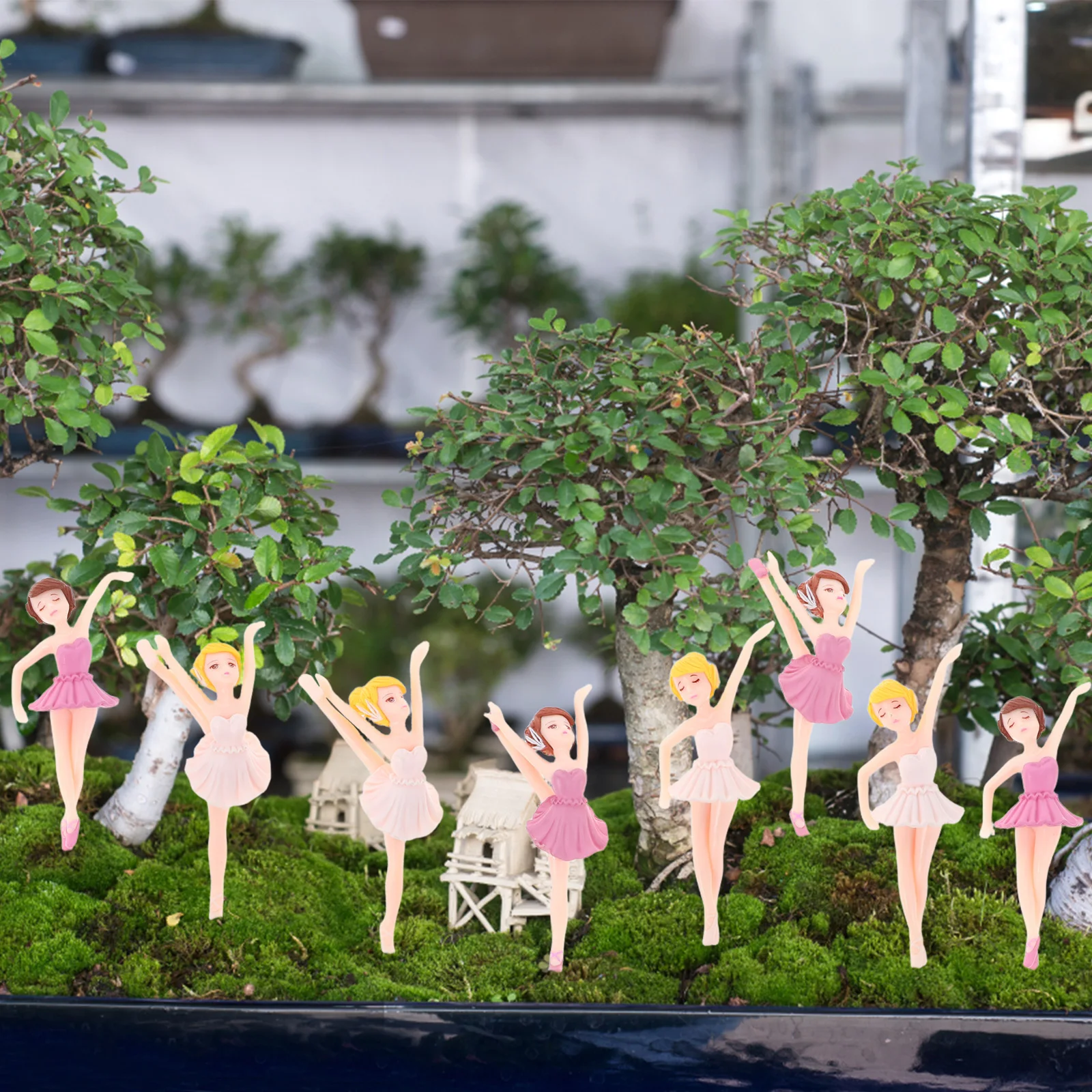 

8pcs Resin Ballet Dancer Figurines Micro Landscape Garden Decoration Desktop Scene Miniature Things Small Resin Statue
