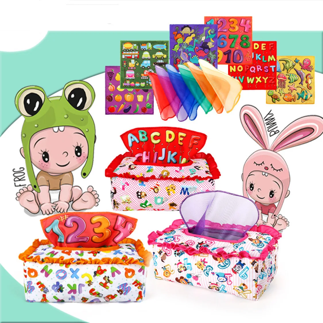 Baby Vroeg Leren Doek Zintuiglijk Speelgoed Zachte Tissu Box Vinger Oefening Educatief Montessori Speelgoed voor kinderen