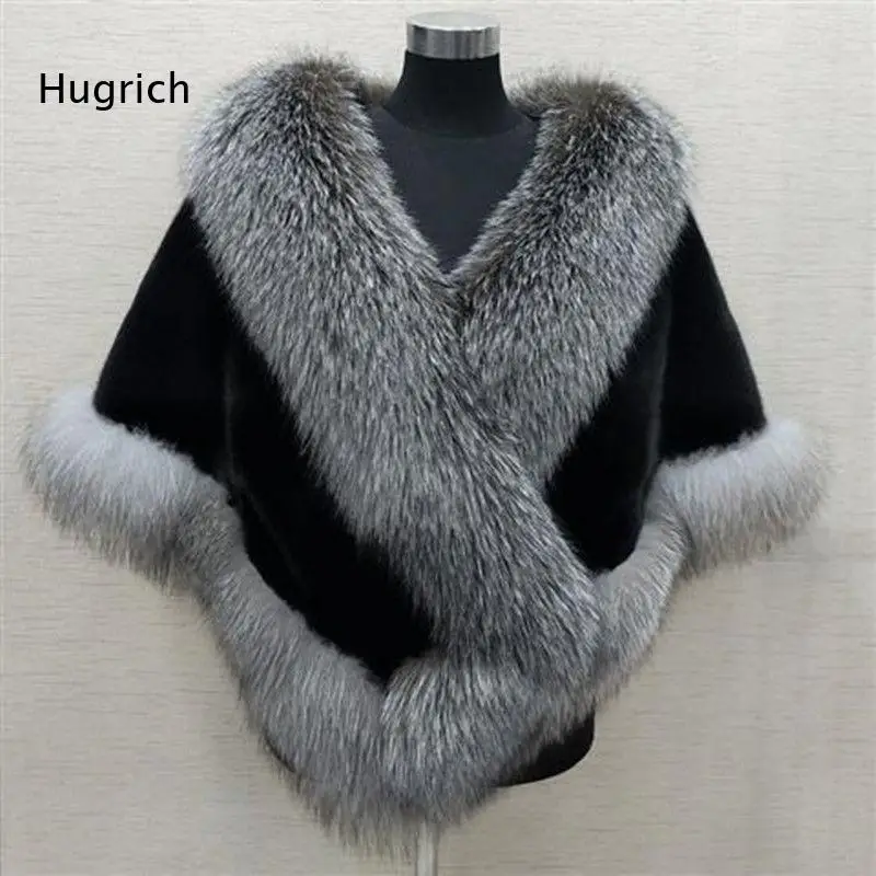 Women's Faux Fox Fur Shawl Wrap with Plush Texture, Elegant Winter Bridal Evening Dress Cover Up, Soft Warm Capelet for Party We