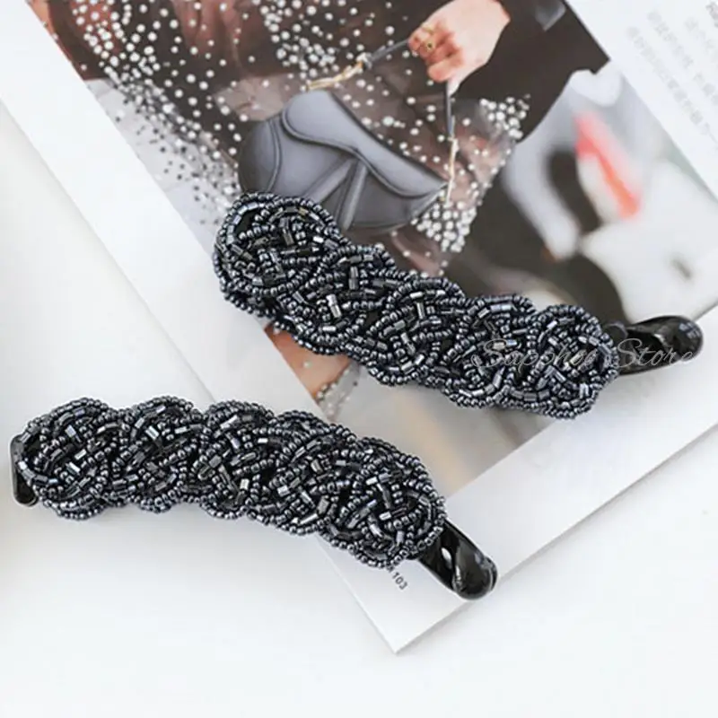 Korea Kristall Perlen Edition Kleine Haarnadel Banane Clip 8cm Vertikale Clip Twist Clip Schachtelhalm Clip Schachtelhalm Schnalle 4 Farben – Detail 11