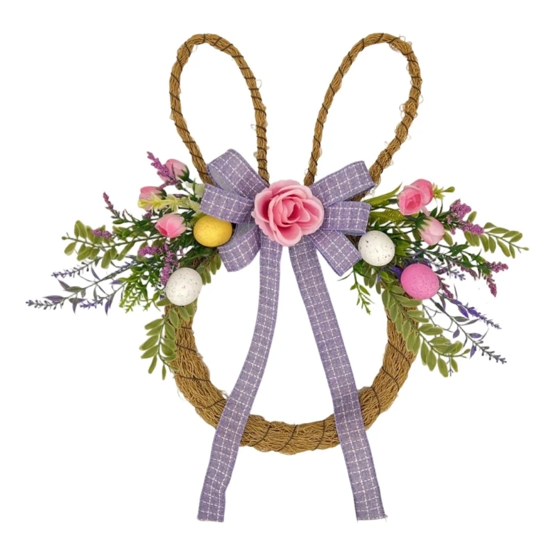 Easter Eggs Artificial Wreath for Front Door Wall Porch Mantels Home Decoration 15UB