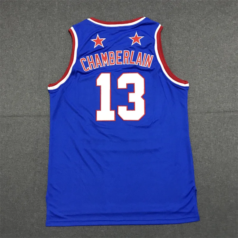 Men Basketball Jerseys HARLEM GLOBETROTTERS 13 CHAMBERLAIN Sewing Embroidery Cheap Outdoor Sports Jersey High-quality Blue