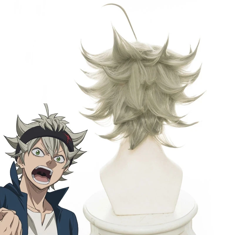 Black Clover Anime Cosplay Asta Gridelin parrucca corta accessorio Cosplay parrucche Costume Cosplay resistenti al calore + cappuccio parrucca