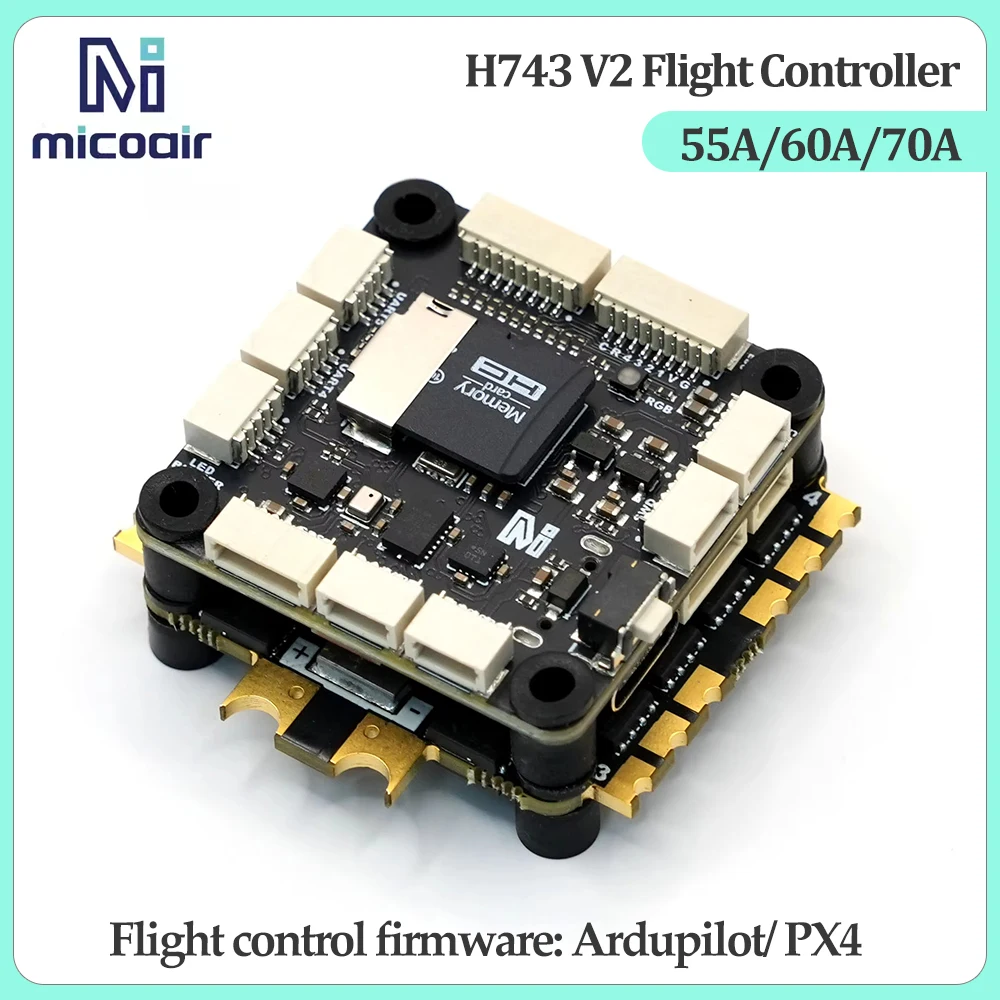 

MicoAir H743 V2 Flight Stack 55A/60A/70A 4IN1 ESC Dual IMU BT 30x30 Flight Controller Поддержка прошивки Ardupilot/PX4 для дронов