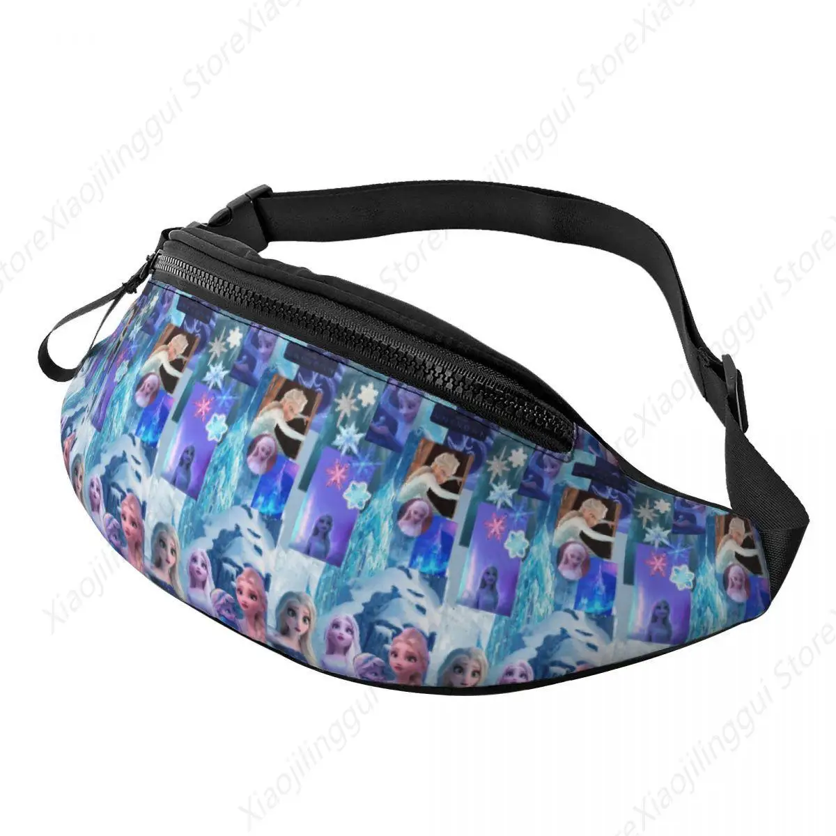 Custom Elsa Anime Princess Fanny Pack for Women Men Cool Frozen Crossbody Waist Bag Travel Hiking Phone Money Pouch