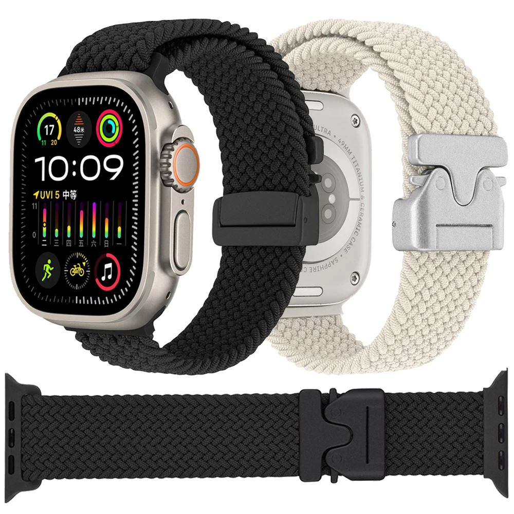 المظلة مشبك حزام النايلون لساعة أبل الترا 2 الفرقة 38-40-41 مللي متر 42-44-45 49 مللي متر كوريا سوار IWatch سلسلة 10 9 8 7 6 5 SE