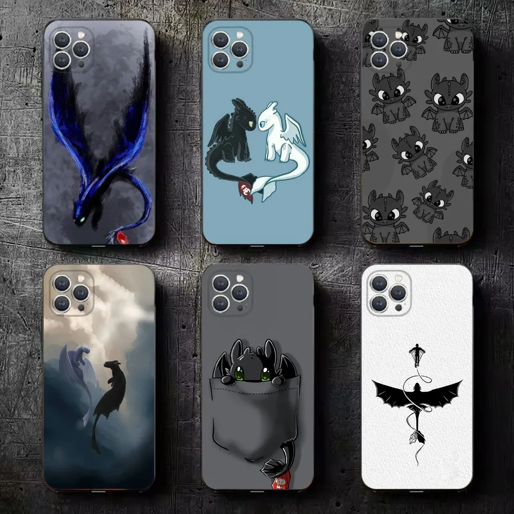 

C-Cartoon T-Toothless Phone Case For iPhone 16,15,14,13,12,11,Plus,Pro Max,XS,X,XR,SE,Mini,8,7 Soft Silicone Black Cover