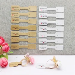 100PCS multi style ring folded labels white/kraft handmade with love ring price labels jewelry tag sticker labels 6*1.2cm