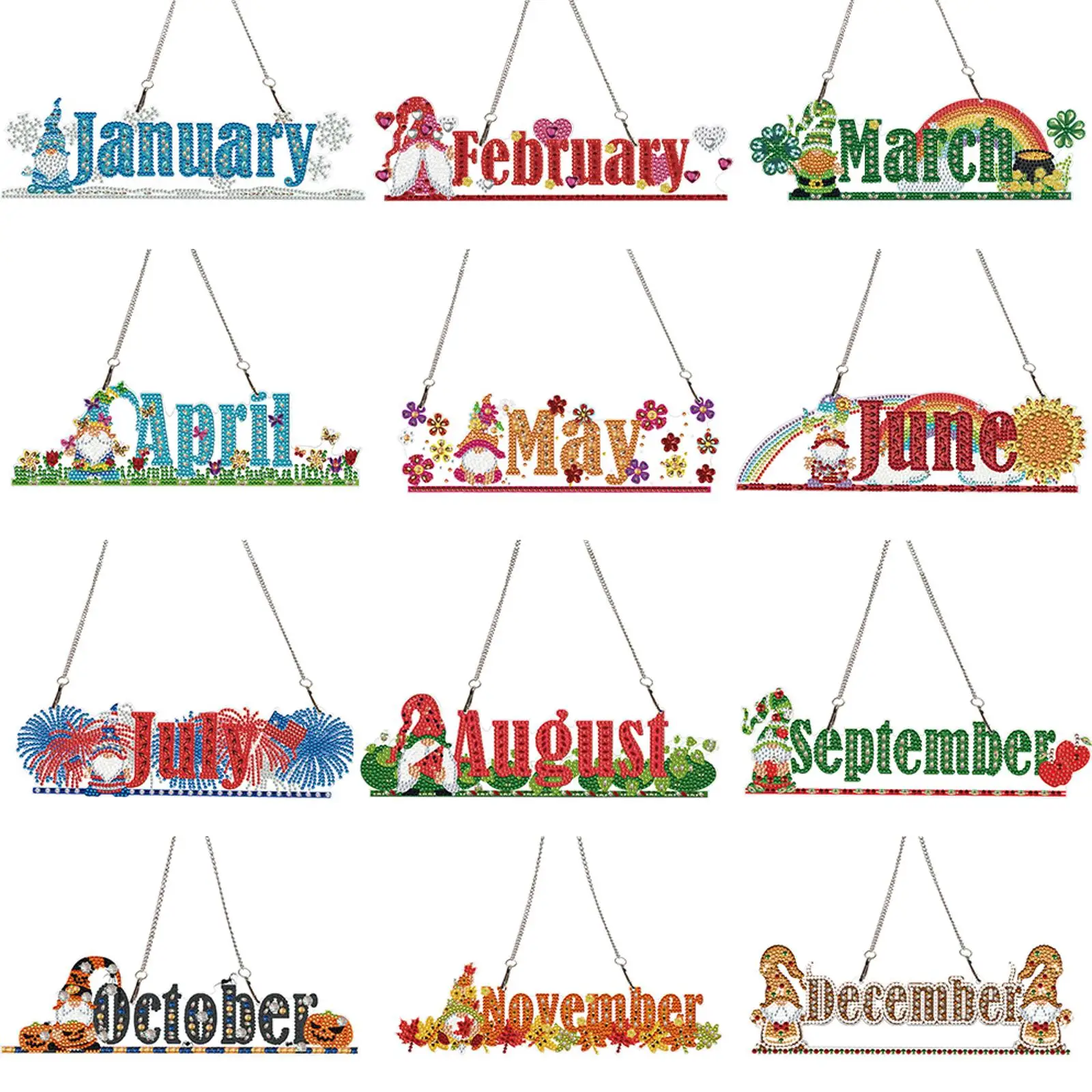 

Gnome 2D Flat DIY Rhinestone Diamond Art Window Pendants Special Shape Hanging Diamond Art Kits DIY Home Decor Hanging Charm