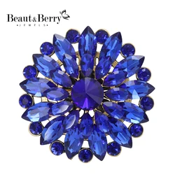 Beaut&Berry Shining Glass Flower Brooches For Women 6-color Rhinestone Beauty Pins New Year Jewelry Accessories Gifts