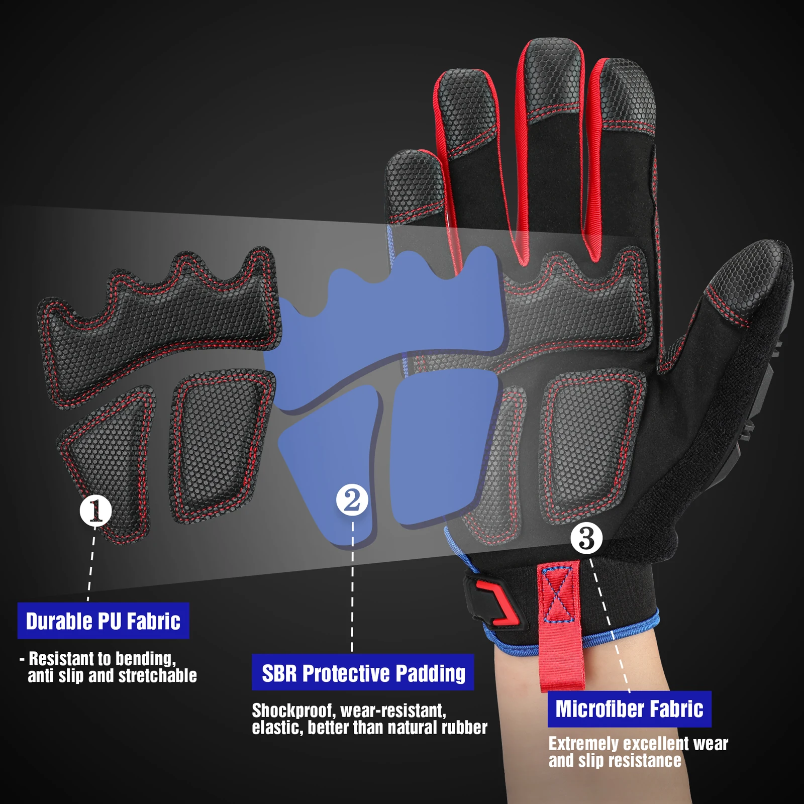 WORKPRO-guantes de trabajo de alta resistencia, guante de dedo completo con pantalla táctil, protección contra impactos, manoplas tácticas del