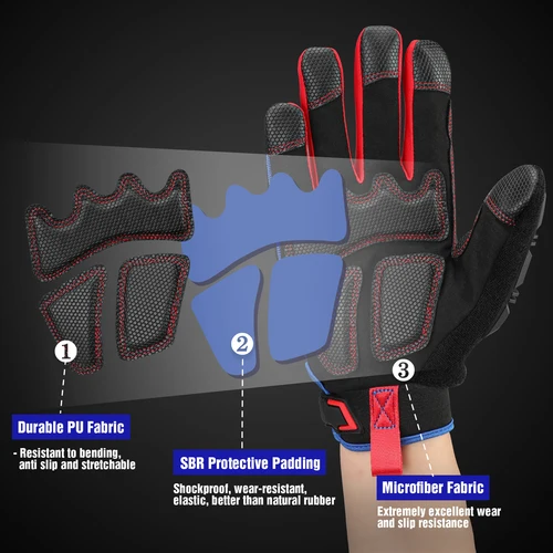 Imagen 2 del producto WORKPRO-guantes de trabajo de alta resistencia, guante de dedo completo con pantalla táctil, protección contra impactos, manoplas tácticas del ejército militar para disparar Paintball
