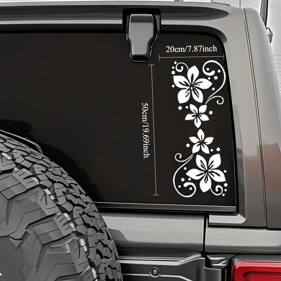 Flower Pattern Vinyl Car Sticker, Gray/White/Black Decal for Windscreens, Bumpers & Hoods, Suitable for SUVs & Vehicles