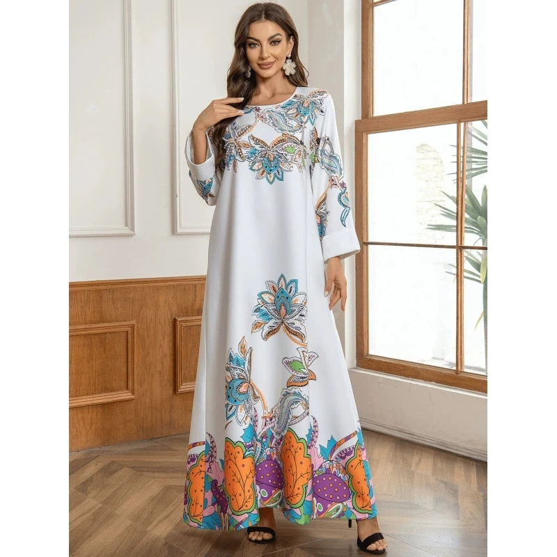 

Middle Eastern Muslim Luxury Fashion Robe Dubai Dinner Dress Islamic Ramadan Women's Dress Hot Diamond Fashion Jalabia