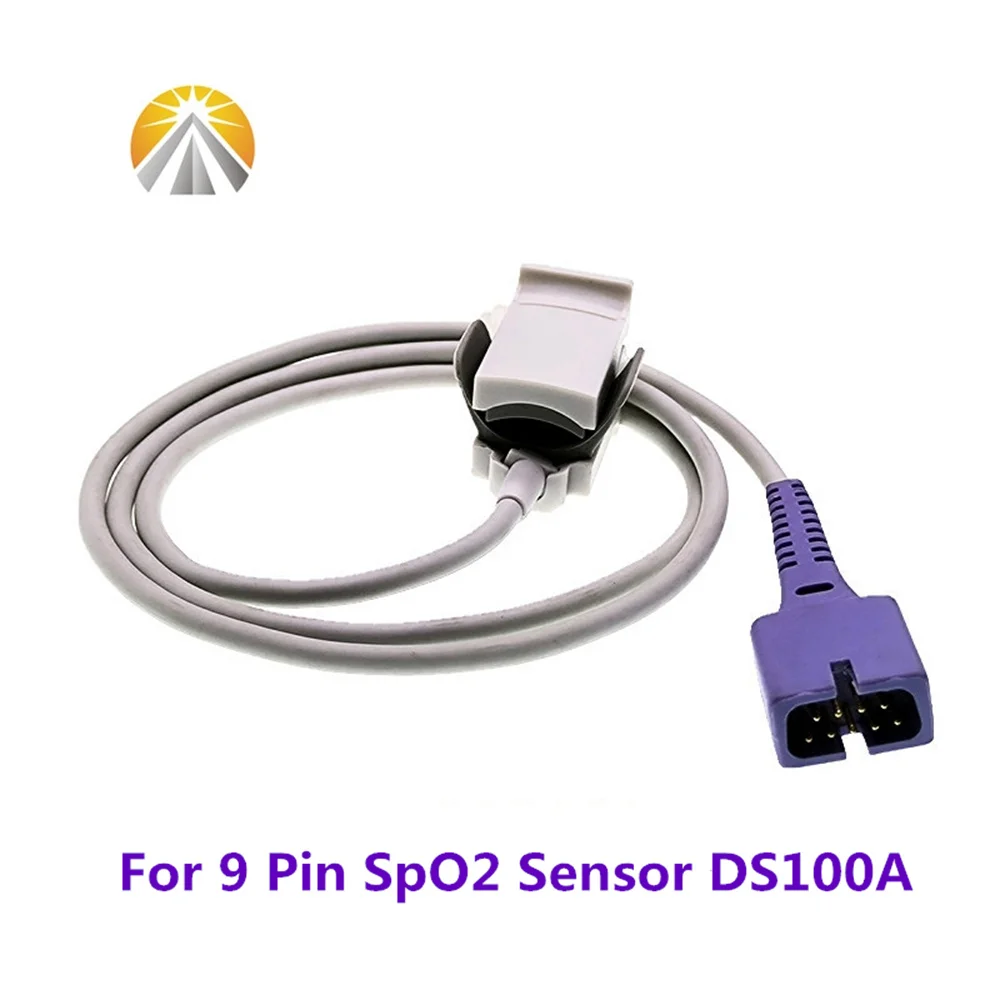 DS100A 9 Pin Reusable SpO2 Sensor 0.9 Meter with Oxi Tech Adult Pediatric Child Neonate Size Multi Brand Patient Monitor