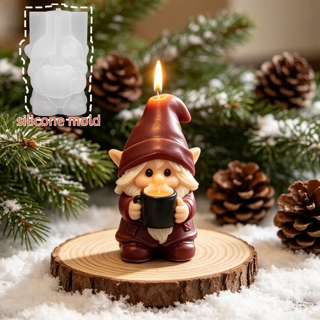 DIY clay molds, Christmas goblin scented candle molds, Christmas Santa figurine silicone molds,  figurine plaster resin molds,