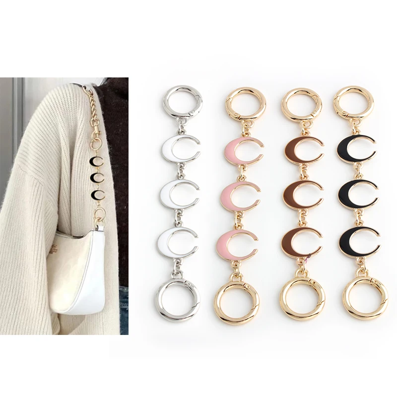 

1PC Moon Shape Wallet Shoulder Bag Extension Chain with Alloy Spring Door Knocker for Underarm Bag Replacement Accessories