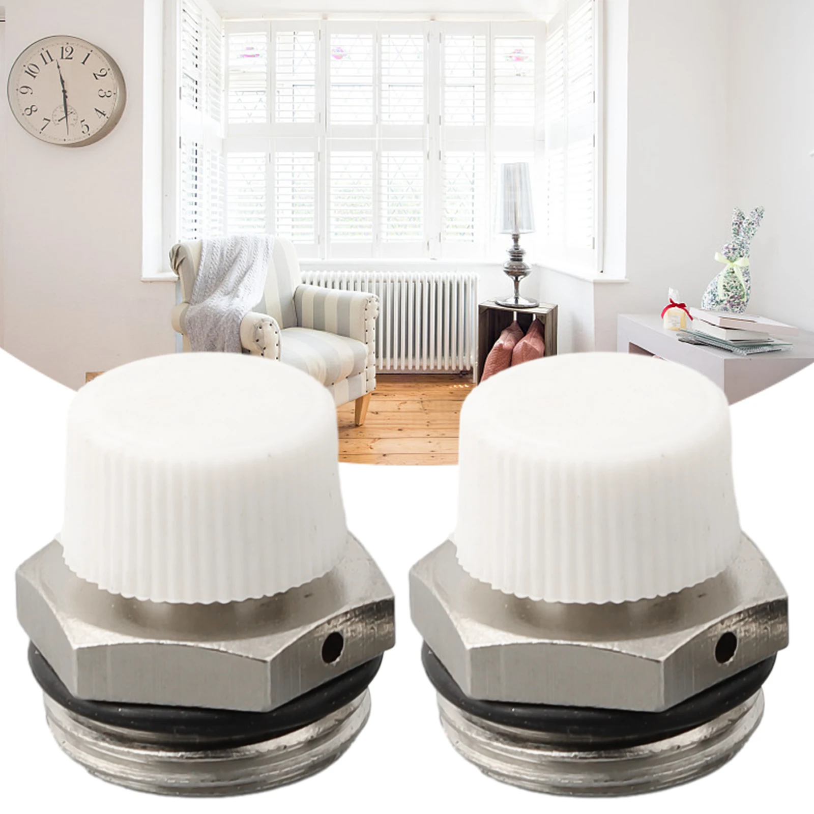 Set of 2 Radiator Air Vent Valves with For BSP Male Thread Nickel Plated Brass for Manual Radiator Air Release