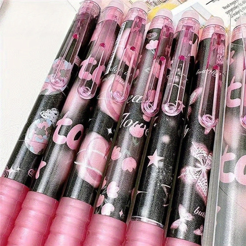 6 قطع من أقلام الجل القابلة للمسح على شكل فراشة 0.5 مم حبر أزرق، أقلام رفيعة كاواي لطيفة للكتابة بسلاسة، هدية قرطاسية مكتبية للمدرسة #4