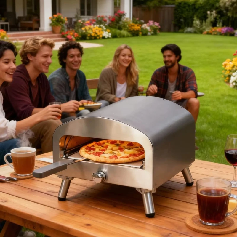 Horno de Pizza Portátil de Acero Inoxidable, Mini Horno de Pizza a Gas para el Hogar, Patas Plegables, Ecológico, Duradero, Horno de Pizza de Sobremesa