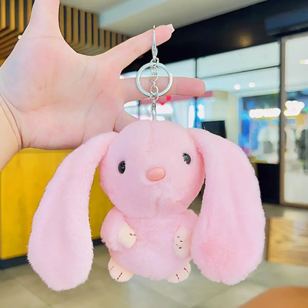 Plush Rabbit Keychain Adorable Lop-eared Rabbit Keychain Stuffed Bunny Plushie Backpack Pendant Ornament for Birthday Gift