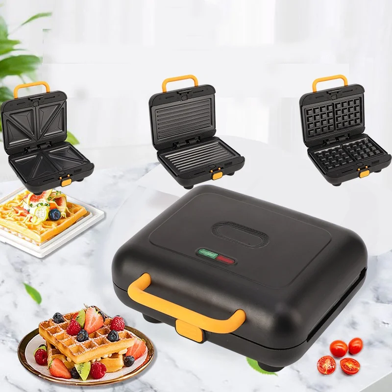 

Настраиваемый черный 3-в-1 110 В 220 В классический вафельница полностью автоматический многофункциональный электрический тостер для домашнего использования