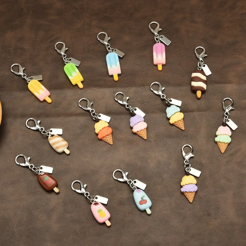 

Забавные имитирующие мороженое из смолы для мороженого ручной работы, персонализированные и креативные брелки для мороженого, брелки для сумок