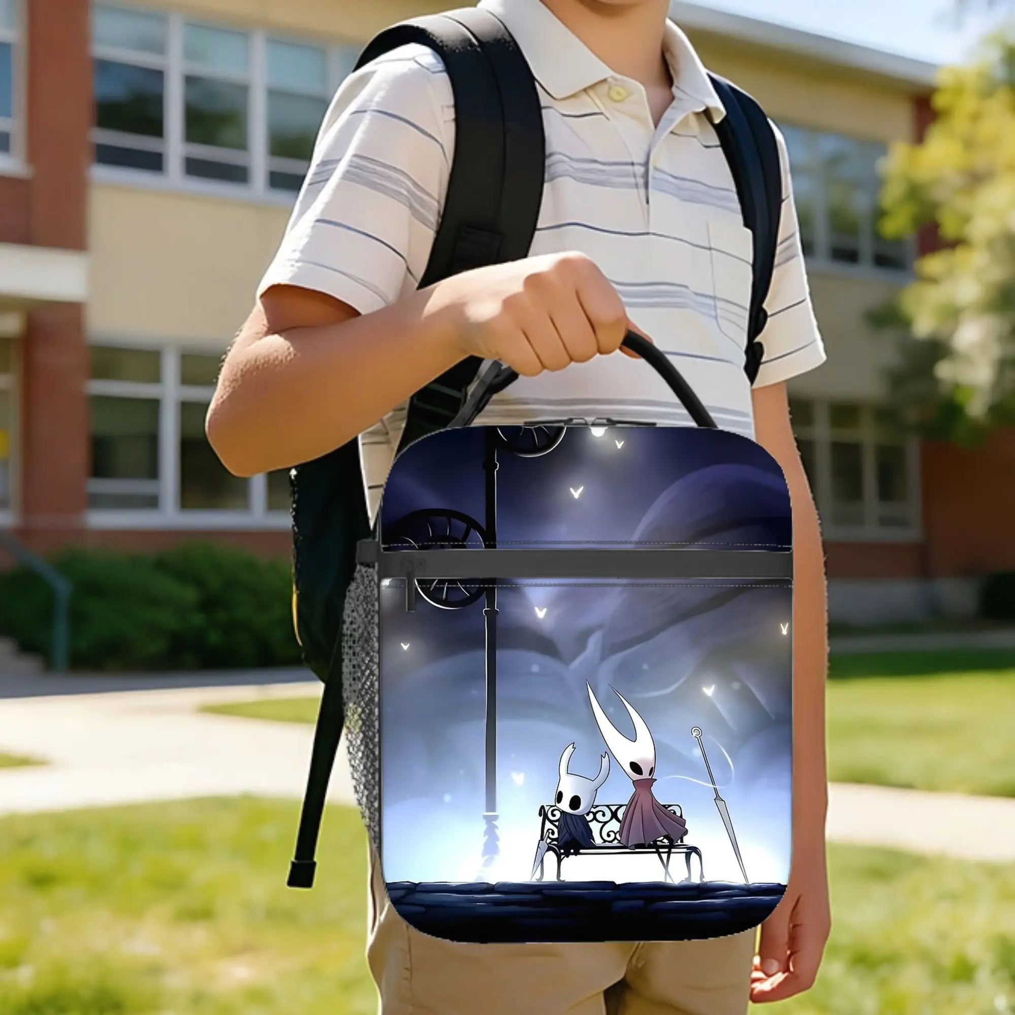 Hollow Knight Silksong & Hornet Insulated Lunch Bags Cooler Bag Reusable,Meal Container  Portable Lunch Box Tote Food Handbags