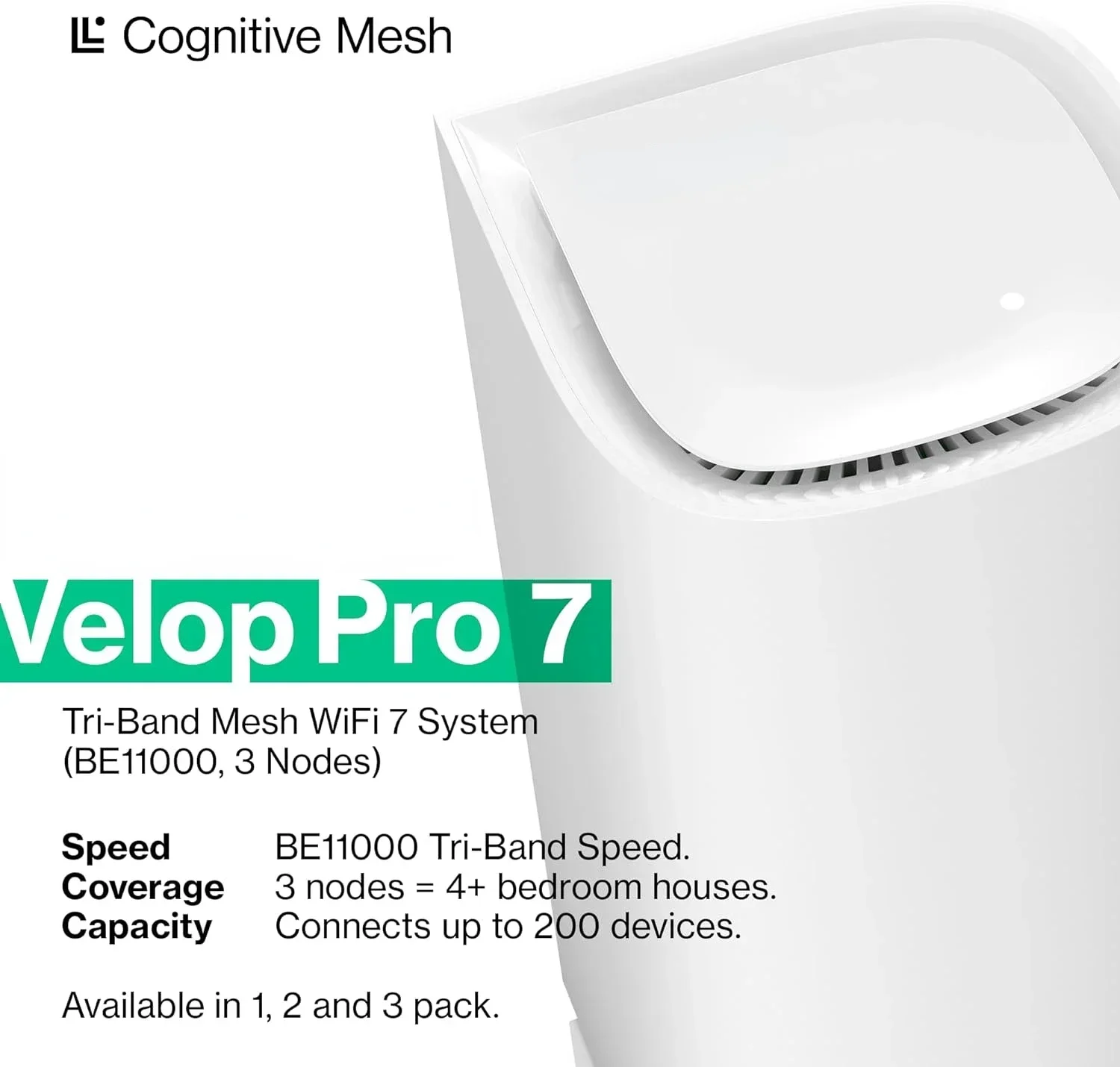 home.Velop Pro 7 WiFi Mesh System | Three Cognitive Tri-Band routers | 10 Gbps Speeds | 9,000 sq. ft. Coverage| Connect 200+ Dev