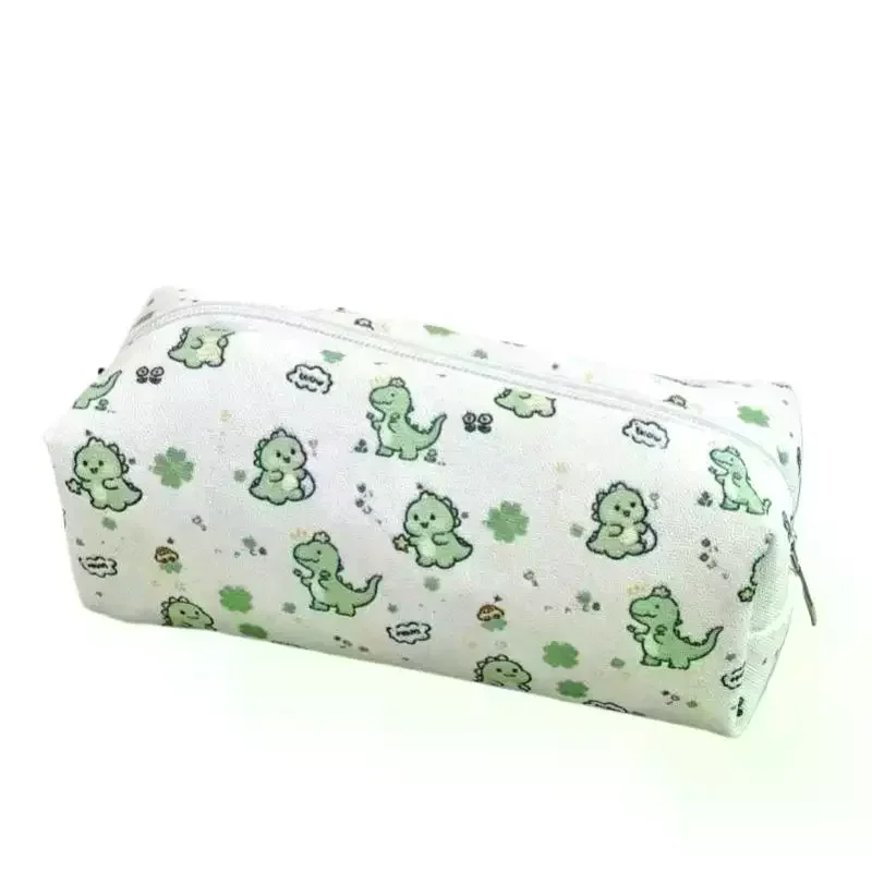 Dinosaur Pattern Large Capacity Pencil Case Metal Zipper Cute Rectangular Pencil Pouch