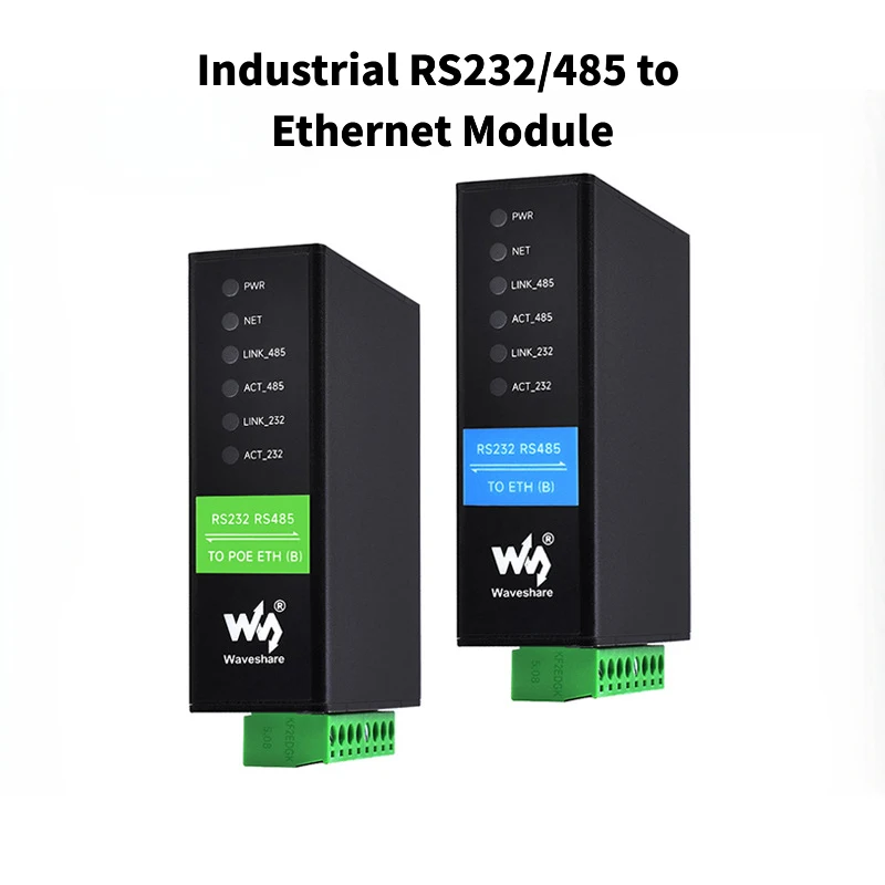 Industrial RS232/485 to Ethernet Module – Dual Serial Port, PoE Option, Modbus Gateway, Bidirectional Transparent Transmission
