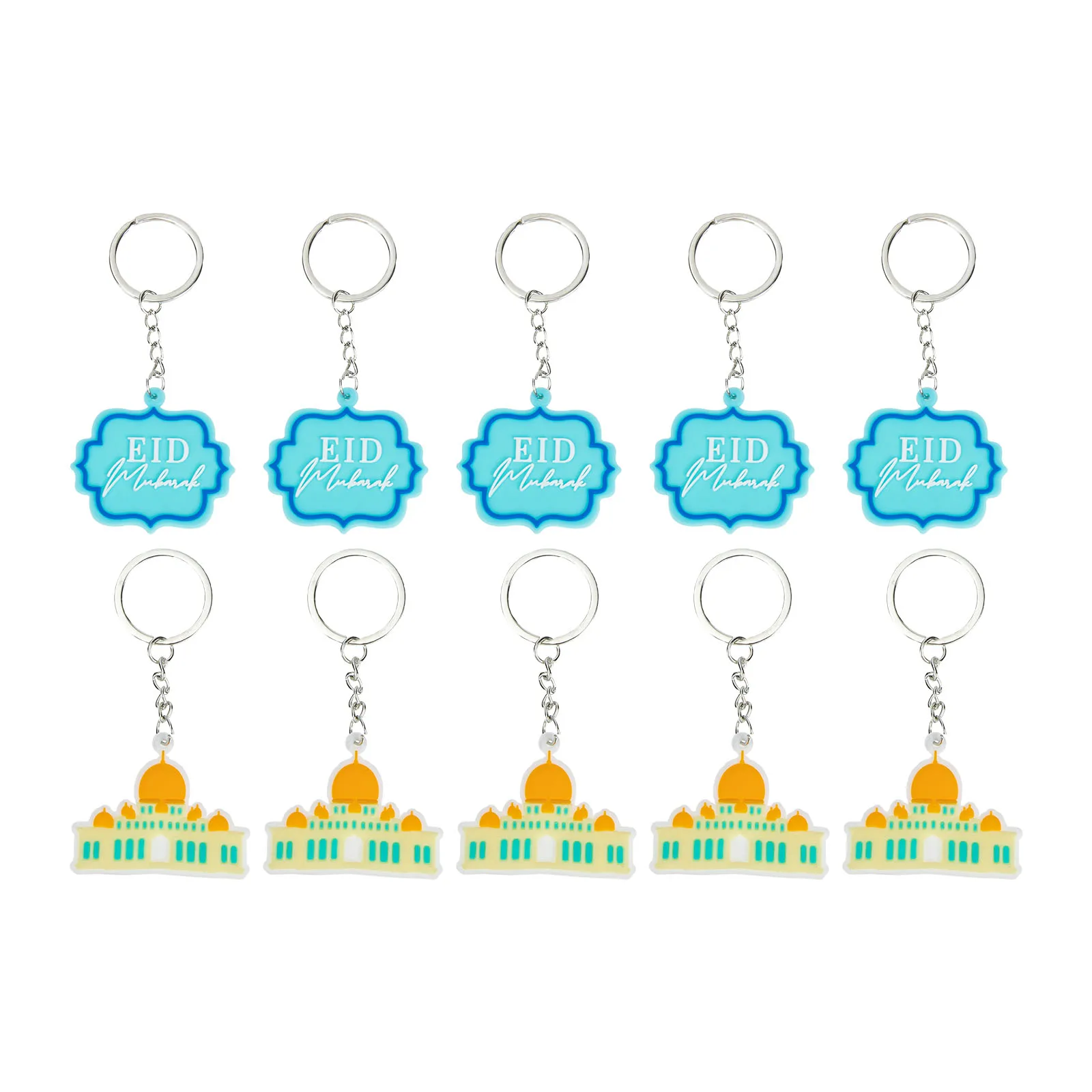 

10 Pcs Eid Ramadan Keychains PVC Alloy Lightweight Portable Decoration for Key Schoolbag Bag Hanging Ornament Creative Design