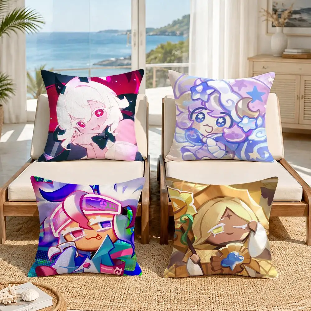 Game Cookie Run Kingdom Cushion Cover Soft Pillow Cover Two‑Side Printing Throw Pillow Case for Sofa Pillowcase Home Decoration