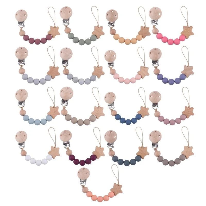 

M76C Зажимы для соски Держатели для соски для маленьких девочек Силиконовый зажим с бусинами для прорезывания зубов Игрушка